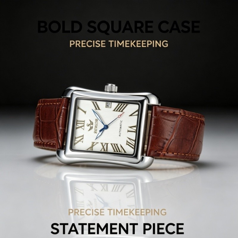 Luxury Men Mechanical Automatic square Watch Wristwatch fashion Business Gifts