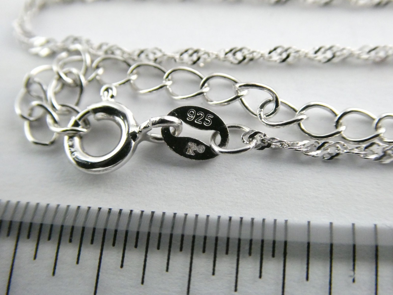 Sterling Silver Link Chain Necklace Adjustable 18-20 Inch Length 1.7g .4mm Thick