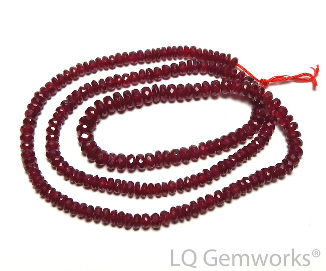 15″ Genuine RUBY 3-4.5mm Faceted Rondelle Beads AAA NATURAL /R32