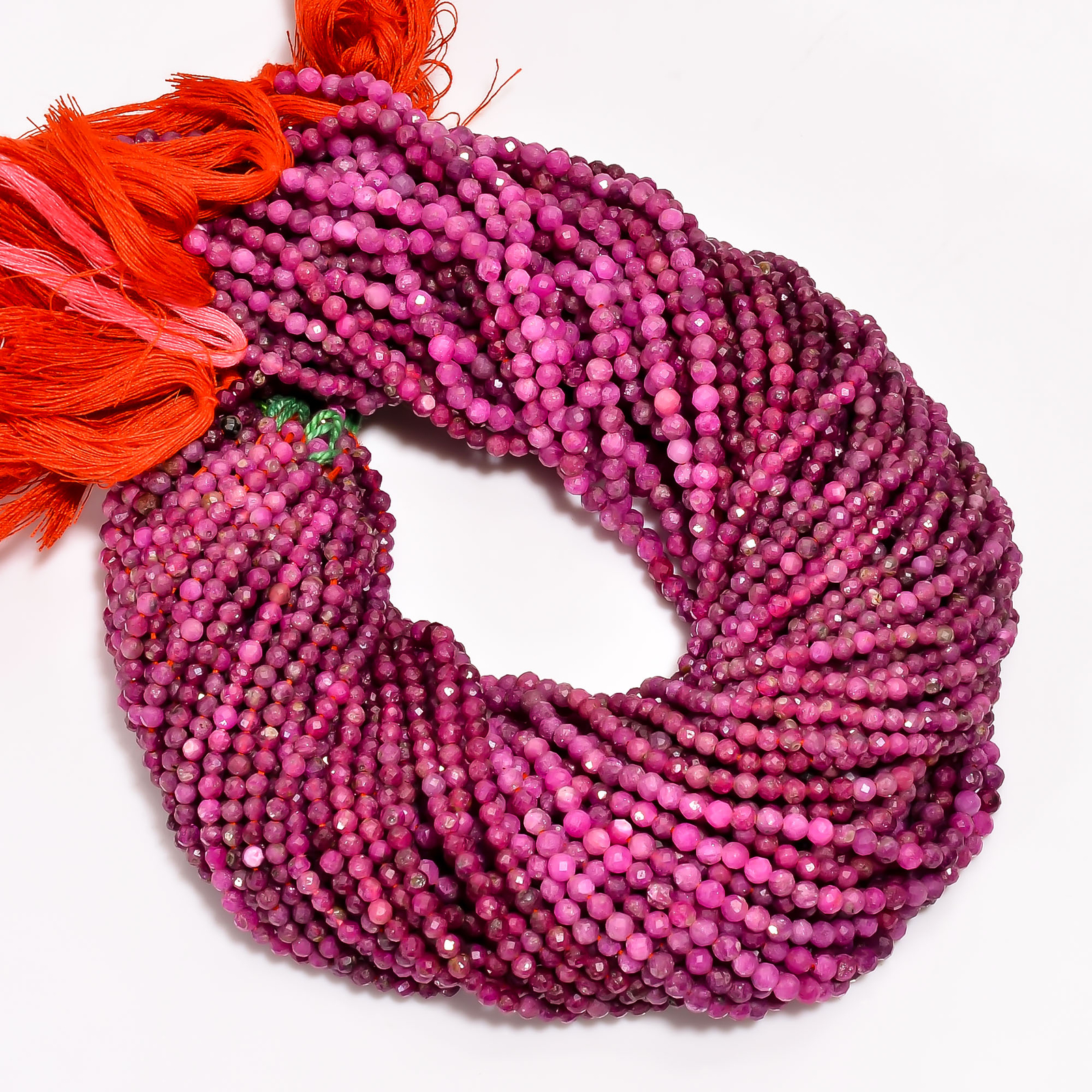 Natural Ruby Gemstone Round Shape Micro Faceted Beads 3X3X2mm Strand 12.5″ 695