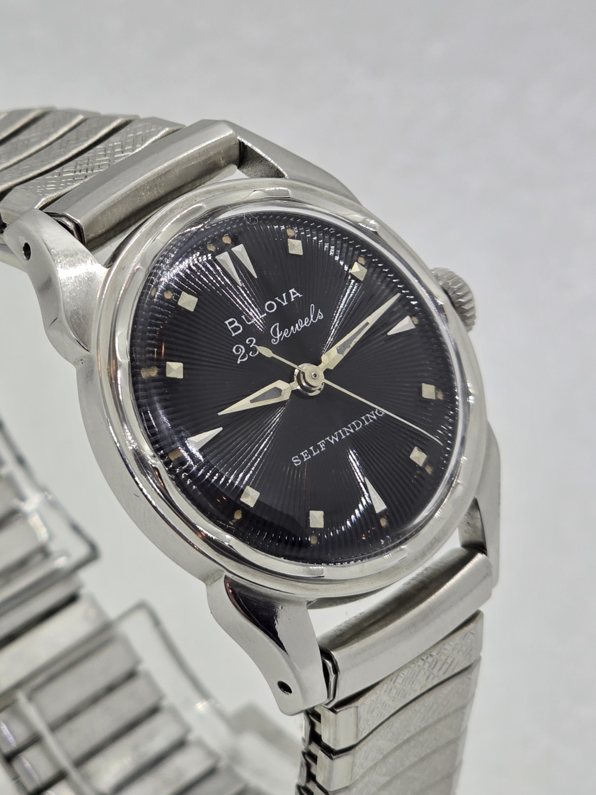 1959 Vintage Bulova 23 Jewel Automatic Black Sunburst Dial! Fully Serviced.