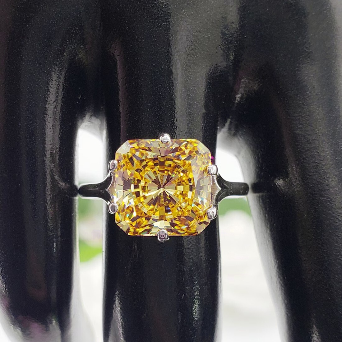 RARE 9.40 Ct Certified Treated Champagne Diamond Ring 925 Silver Prong Setting