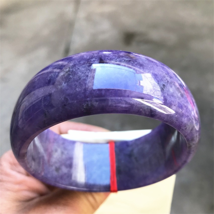 63.5MM Natural Ice Lavender Jadeite Jade Bracelet Burma Wide Jade Bangle
