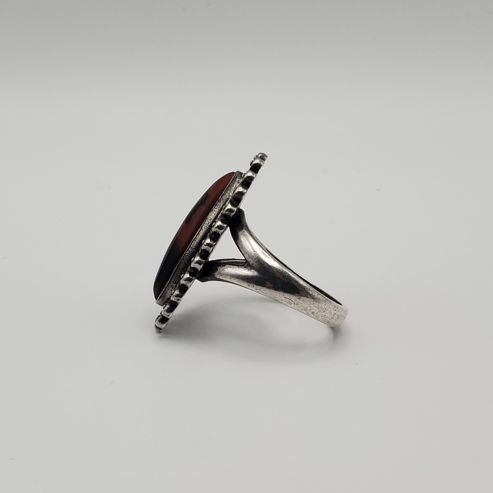 Southwestern Sterling Silver Red Jasper Cabochon Ring Size 5.5 Weighs 5.59g