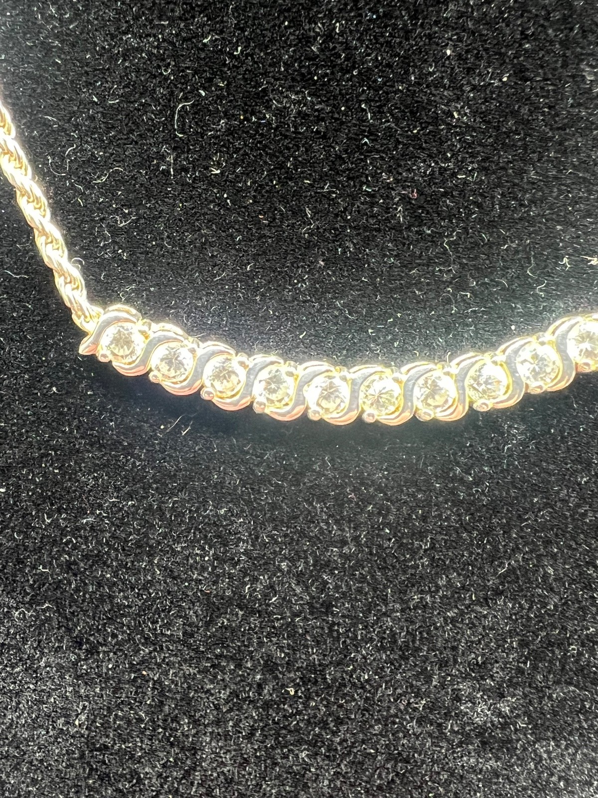 17″ SU Signed 925 Sterling Silver CZ Curved Bar Rope Chain Necklace 7.68g