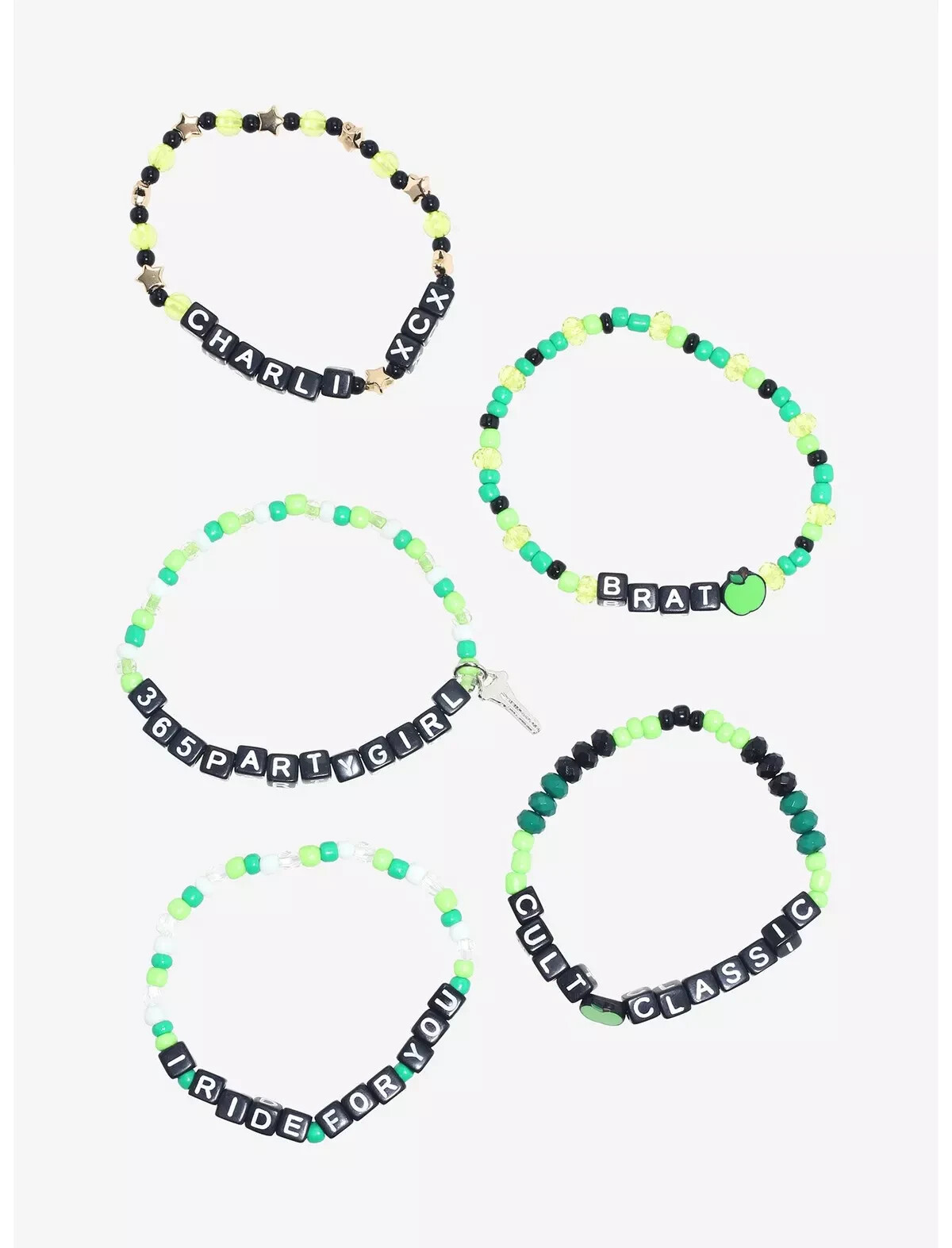 Charli XCX Brat Beaded Bracelet Set of 5 Charm Best Friend NWT