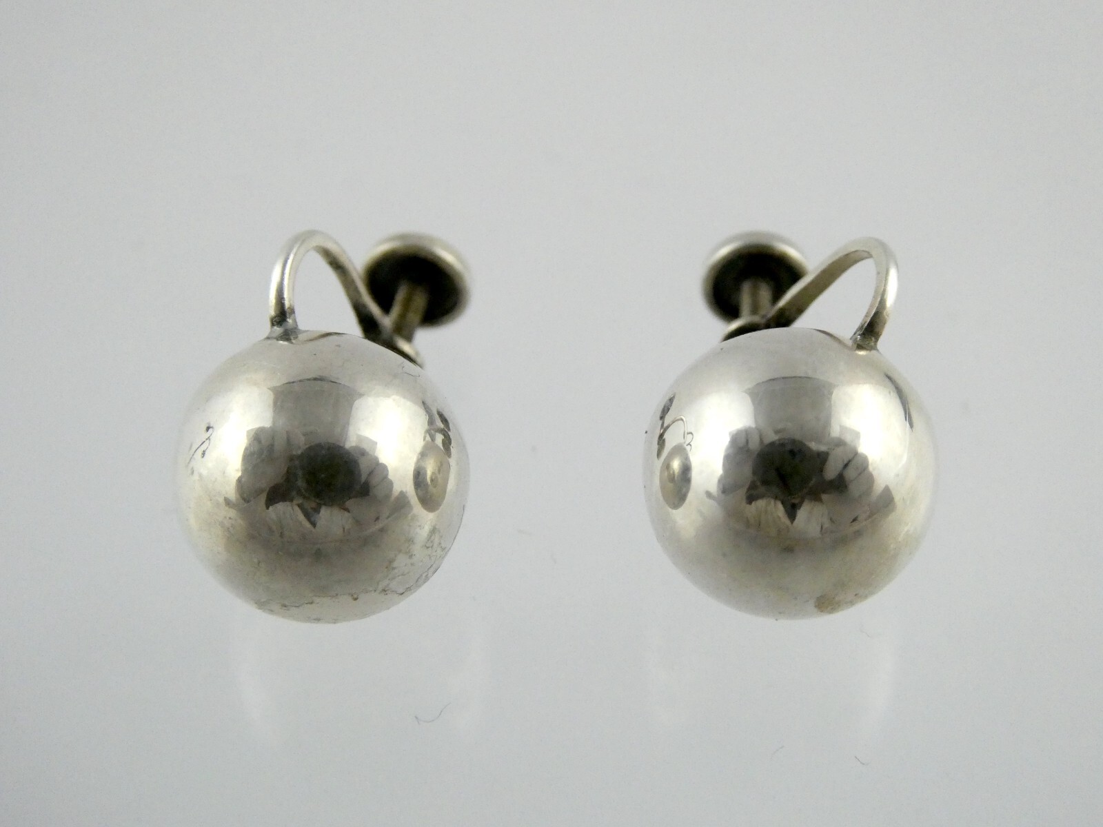 Vintage Danecraft Sterling Silver Sphere Screwback Earrings 925 12.45mm Ball 5g