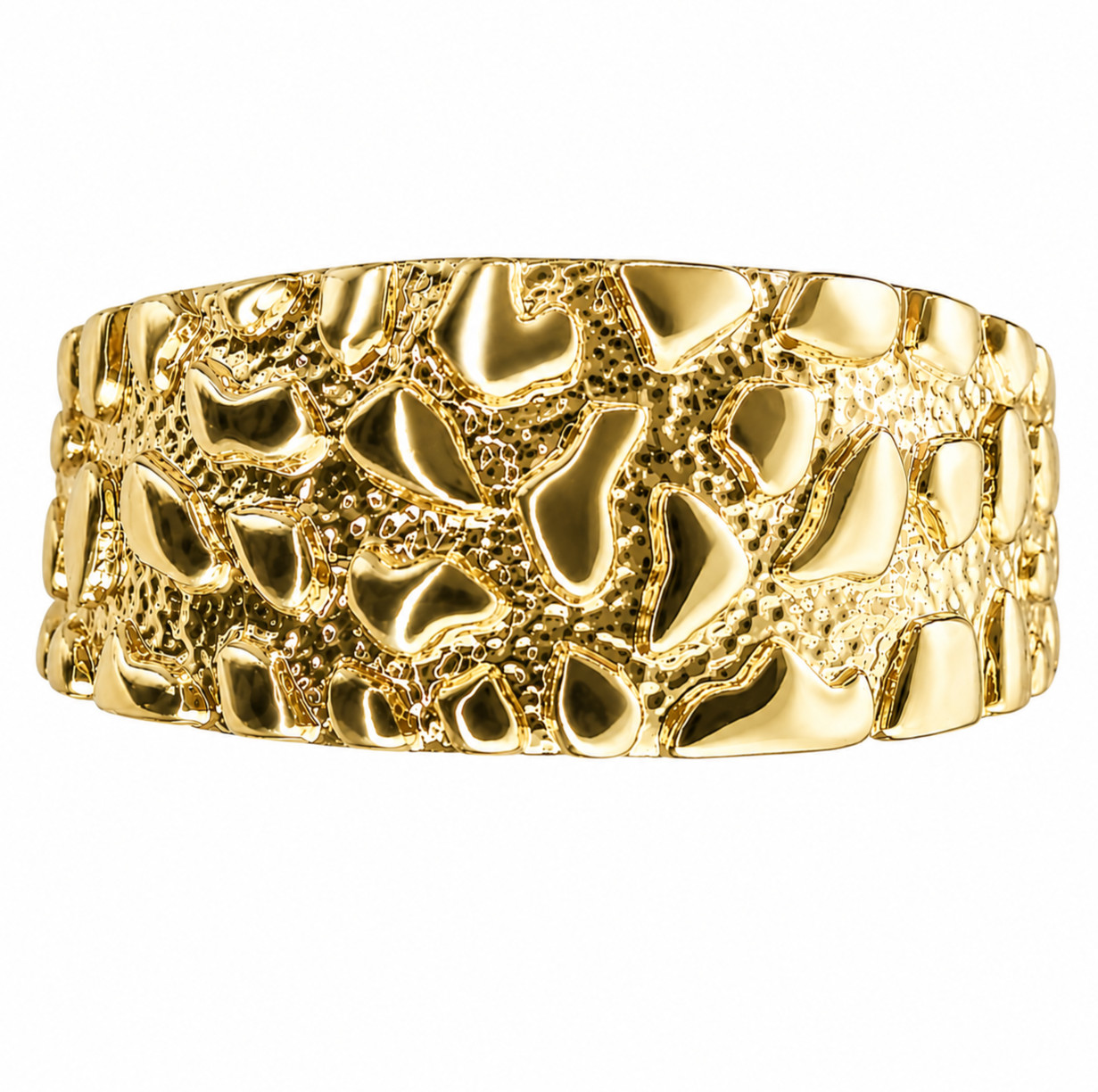 Italian 1/200 14k Yellow Gold Oro Nugget Ring Anillo Men Women