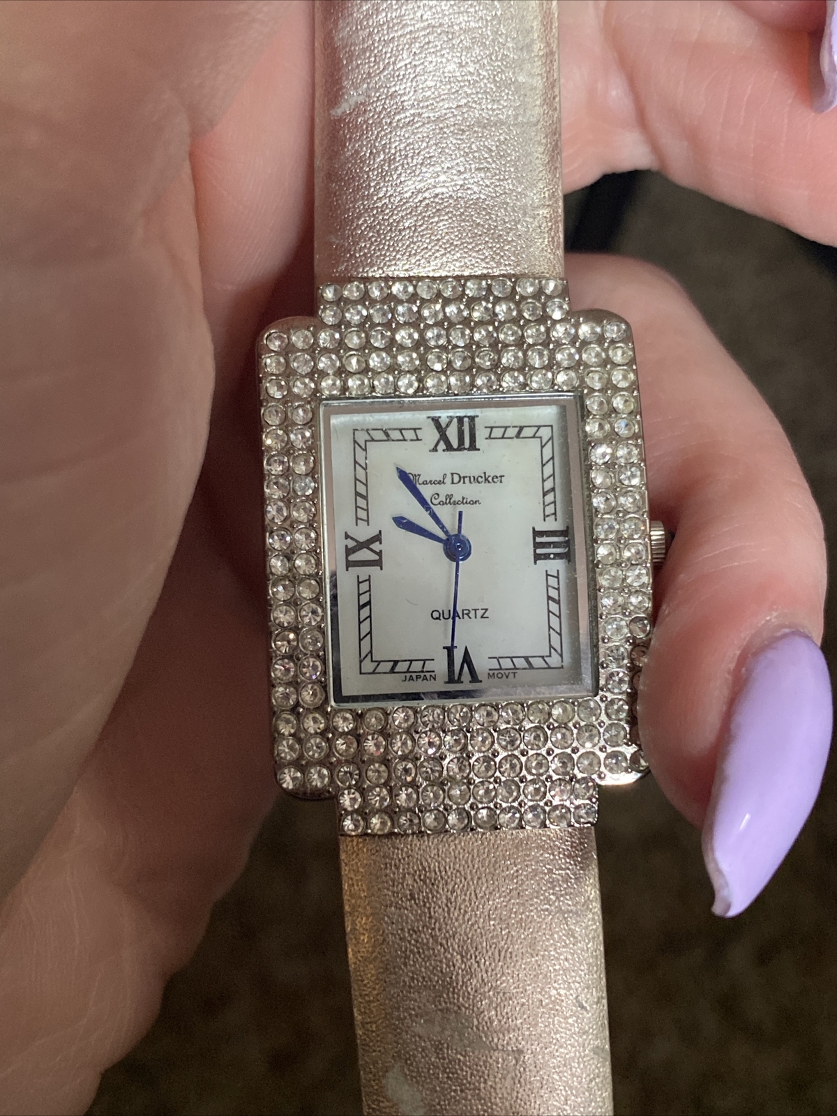 Marcel Drucker ladies Rhinestone watch needs battery Japan movement #2359