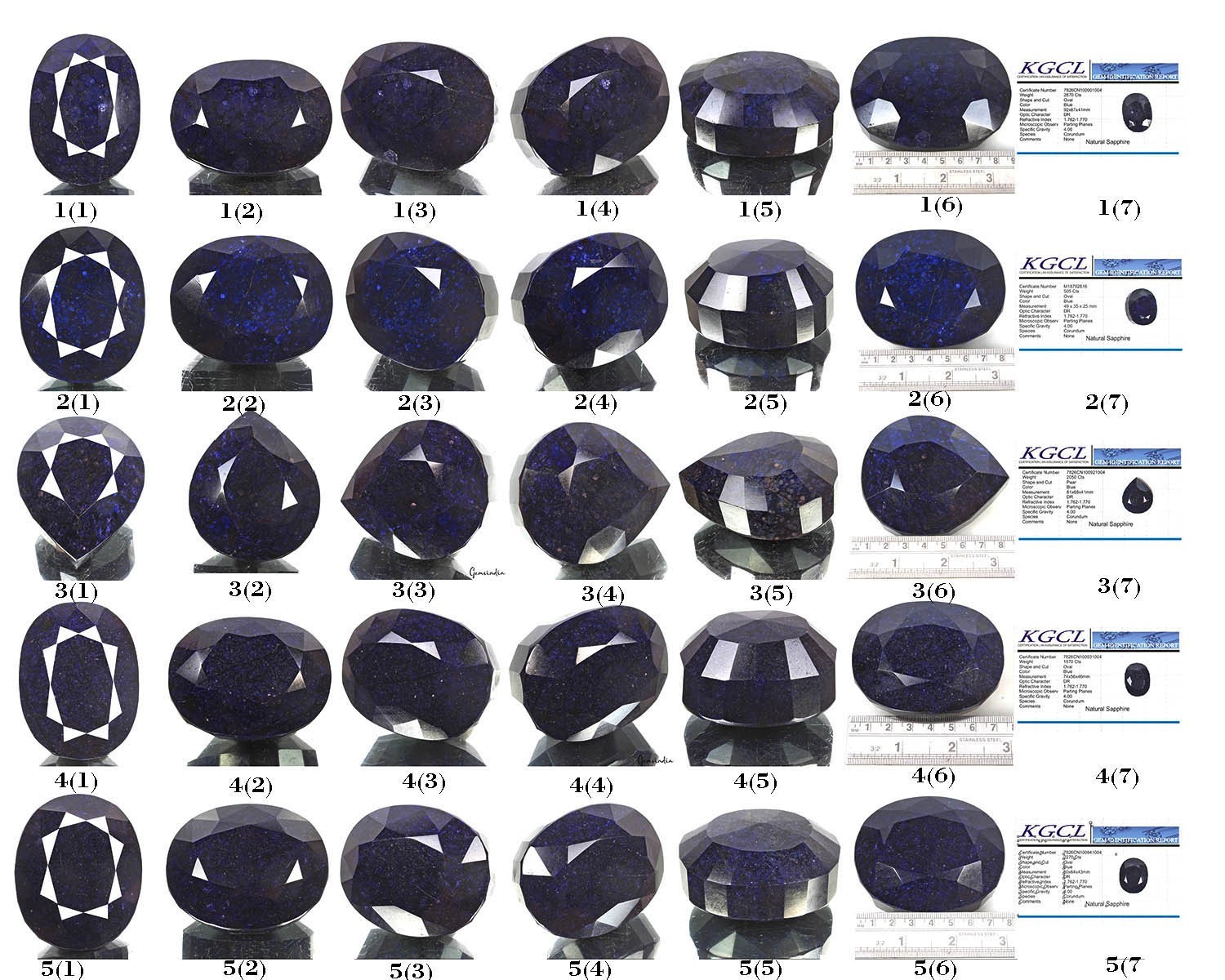 Certified 11840 Cts/5 Pcs Natural African Blue Sapphire Mixed Cut Wholesale Gems