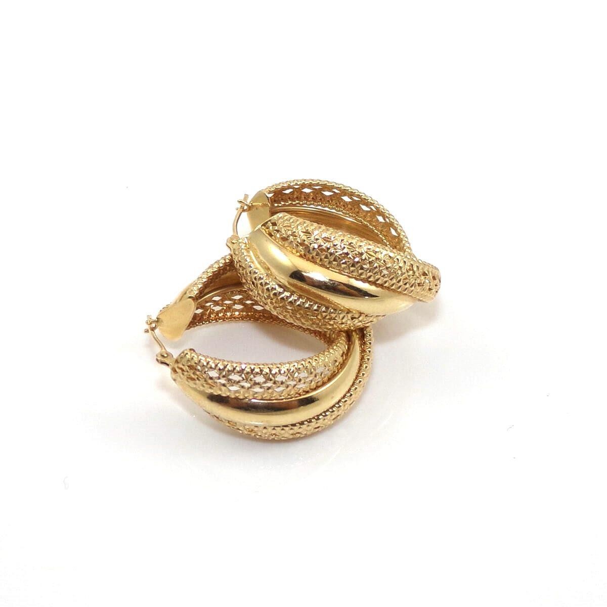 Michael Anthony 14K Yellow Gold Large Crossover Hoop Earrings