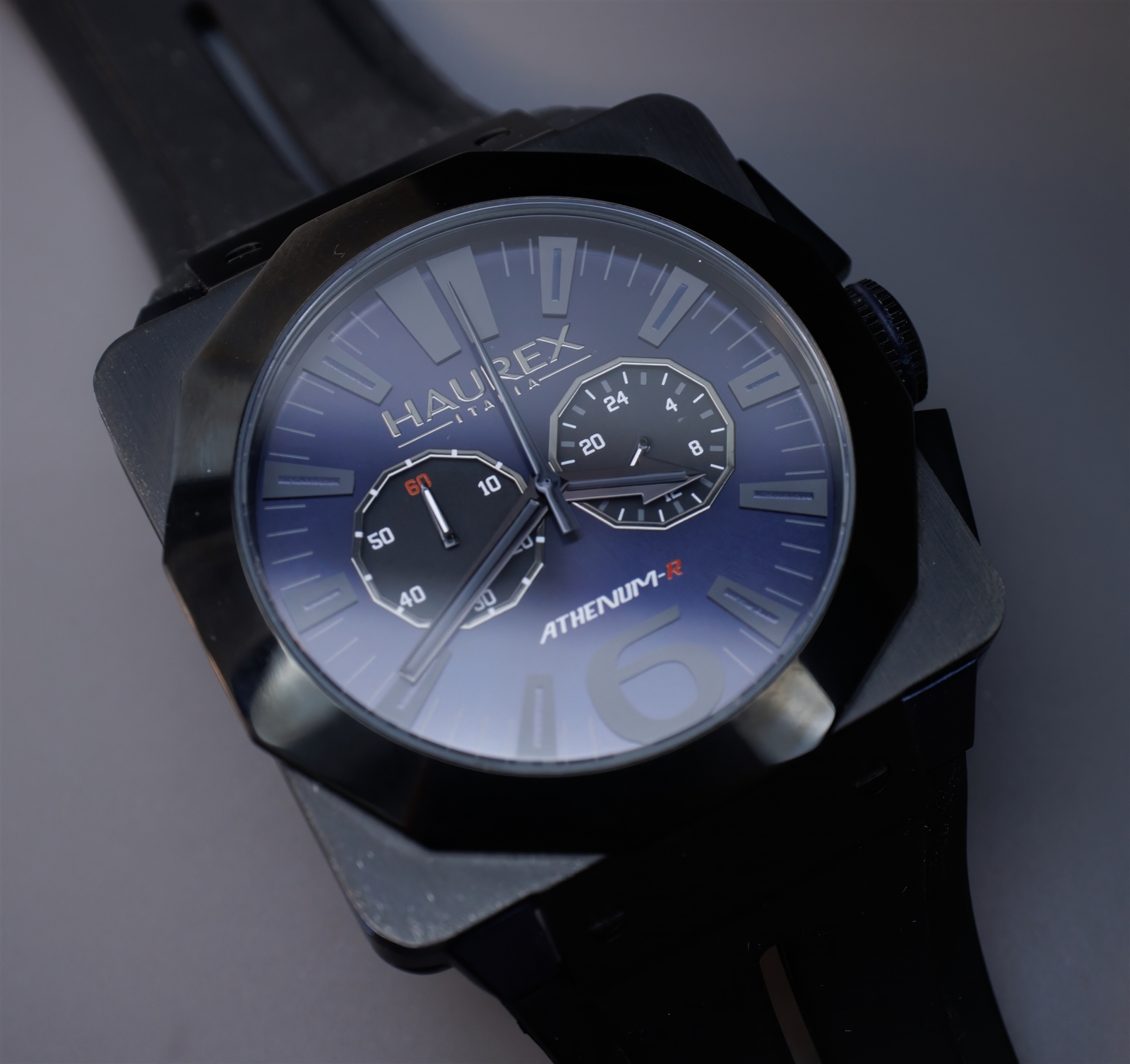 Haurex Athenium-R Square Chronograph Watch Blue /Black Fume Dial 3N372UNB