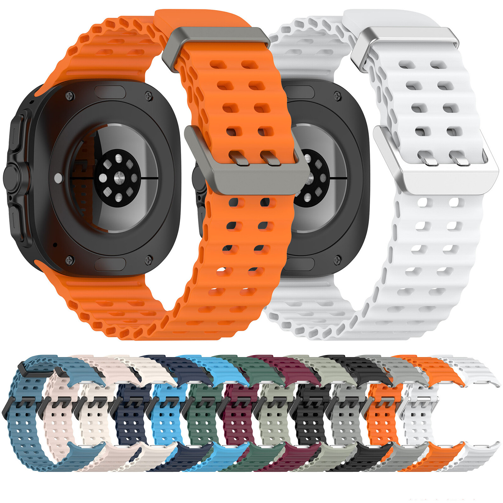 2Pack Sport Breathable Silicone Band Strap For Samsung Galaxy Watch 7 Ultra 47mm