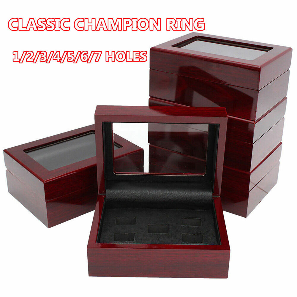 1-7 Holes Championship Ring Display Case Box Wooden Collection Storage Box F
