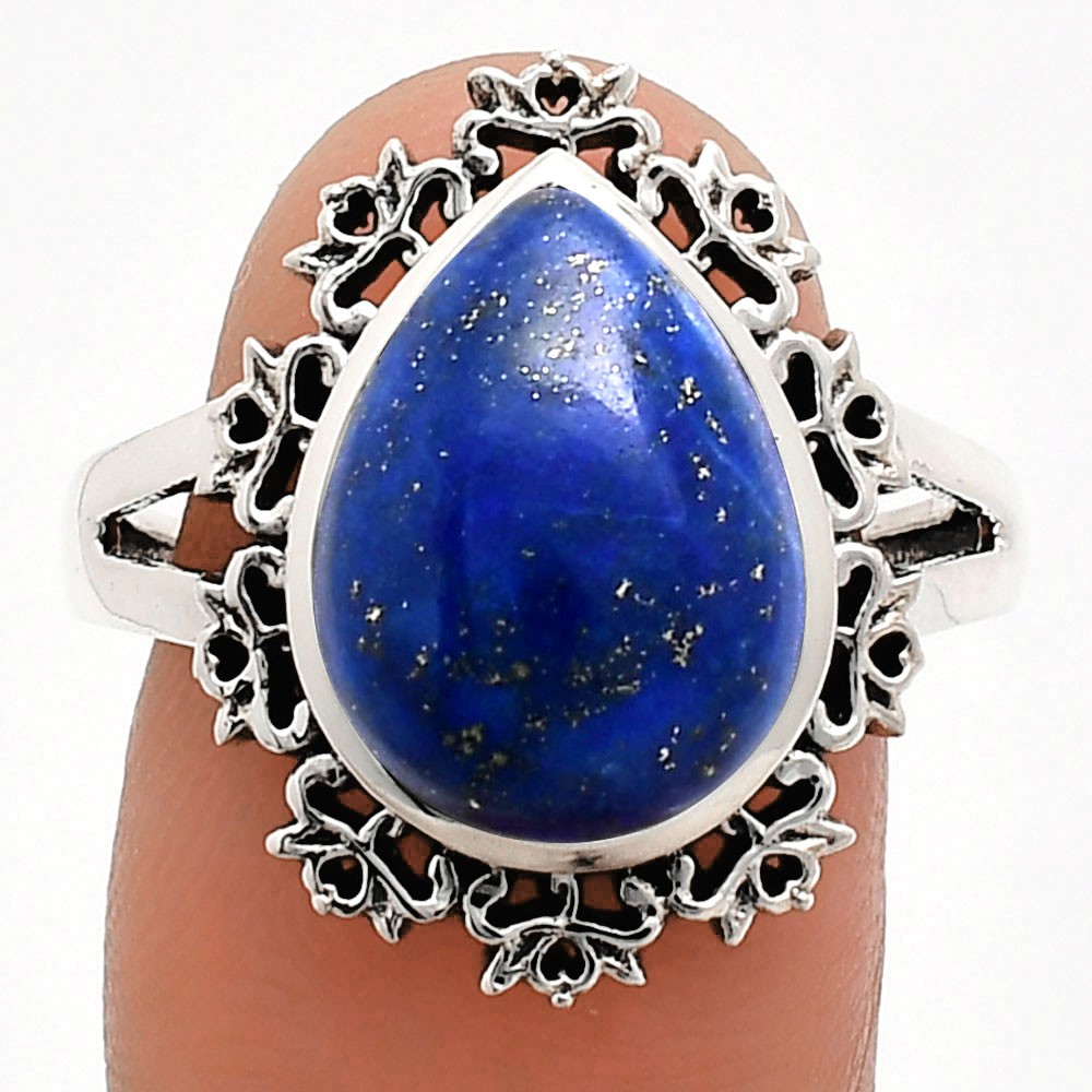 Premium Quality Natural Lapis Lazuli 925 Sterling Silver Ring s.9 Jewelry R-1114