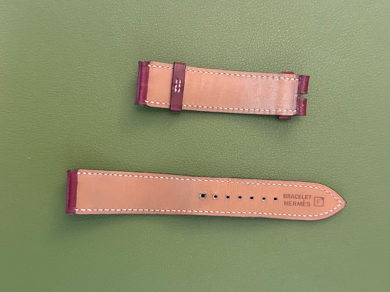 HERMES PARIS Burgundy Leather Arceau Watch Strap Gently used