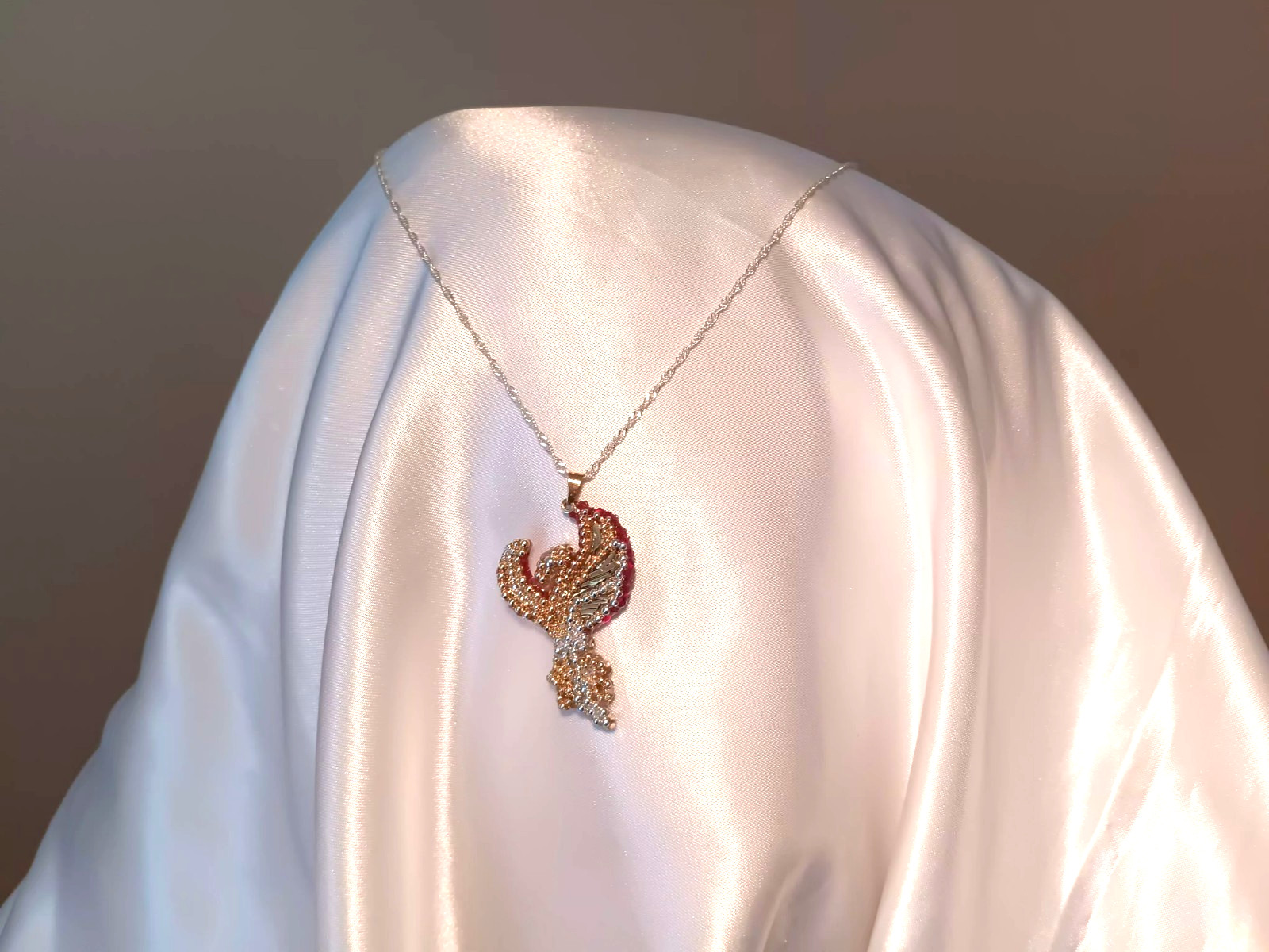Phoenix Necklace Reversible Pendant Jewelry Crystal Phoenix Gift