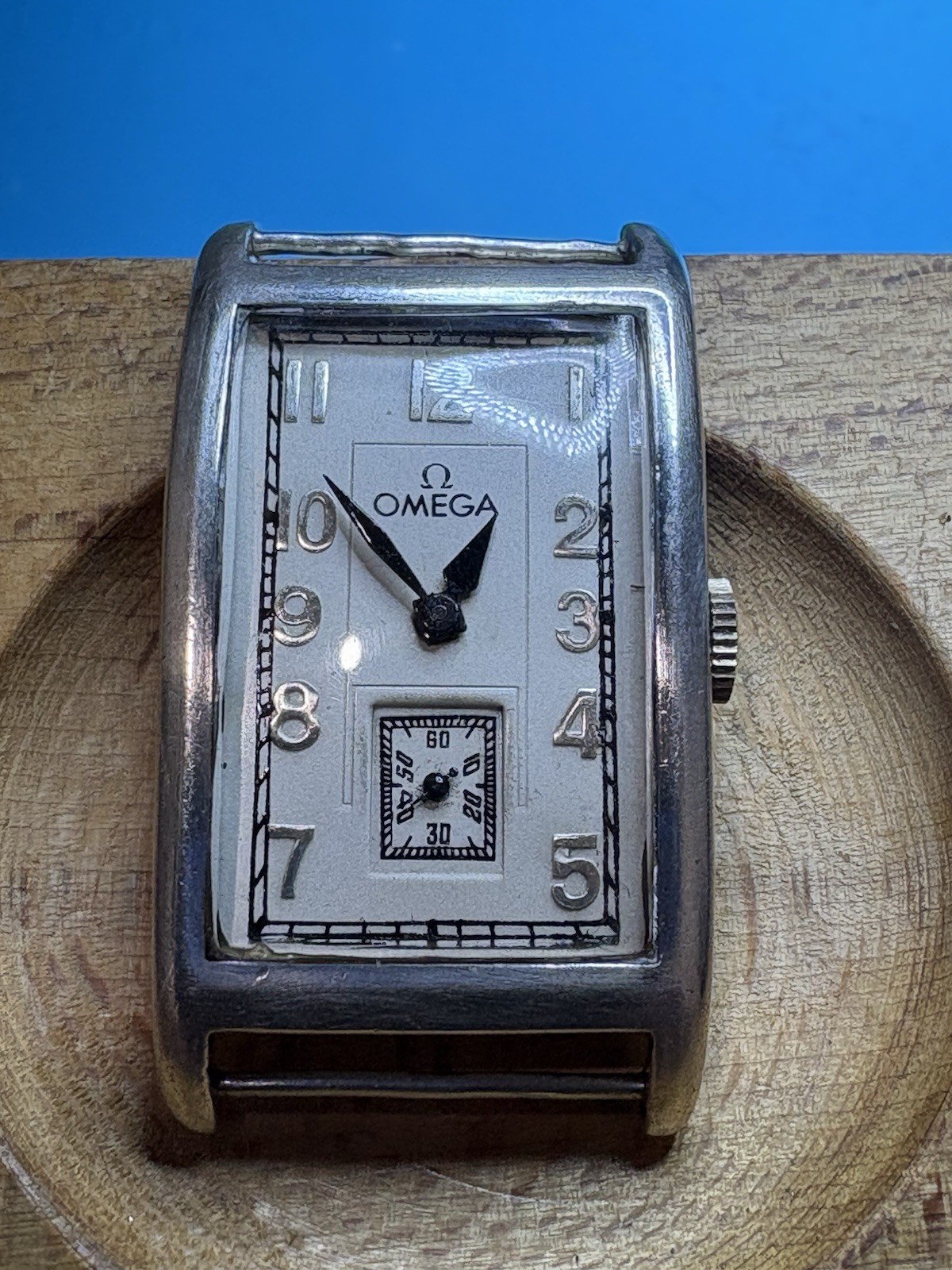 Vintage 1935 Omega Tank 20f 17Jewel Men’s Mechanical Wristwatch Silver Case