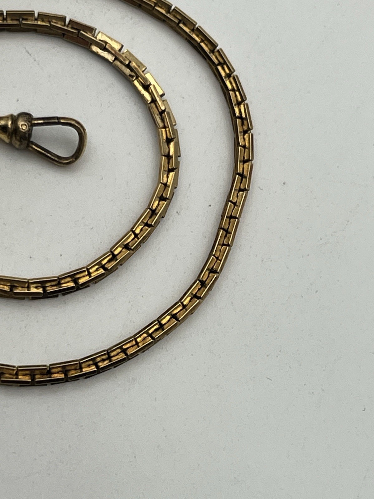 12k gold filled Boston rectangle link watch chain necklace Albert dog clip