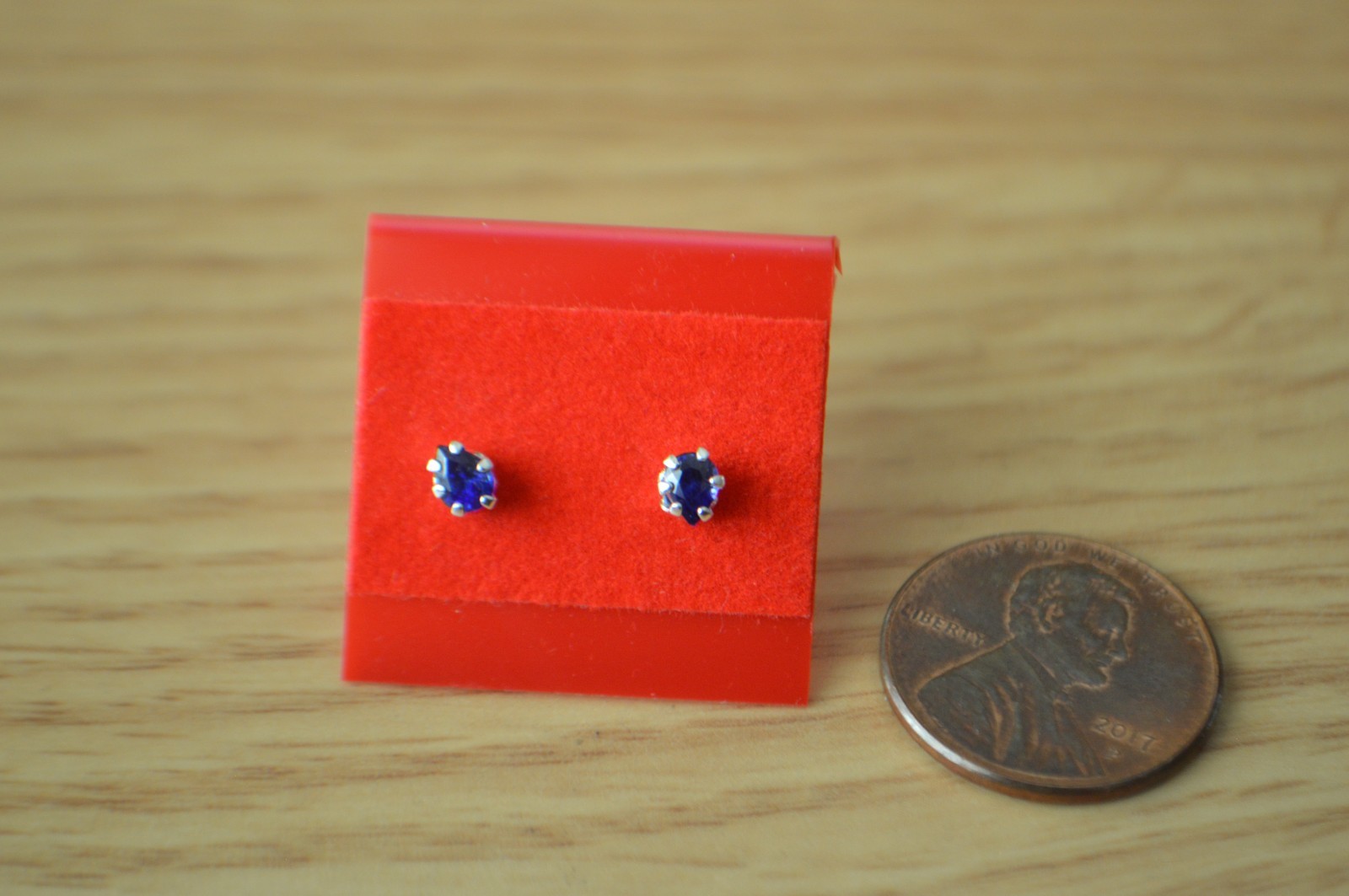 0.36ct Madagascar Blue Sapphire Solitaire Earrings Fine Silver ~ 4x3mm Pear TINY