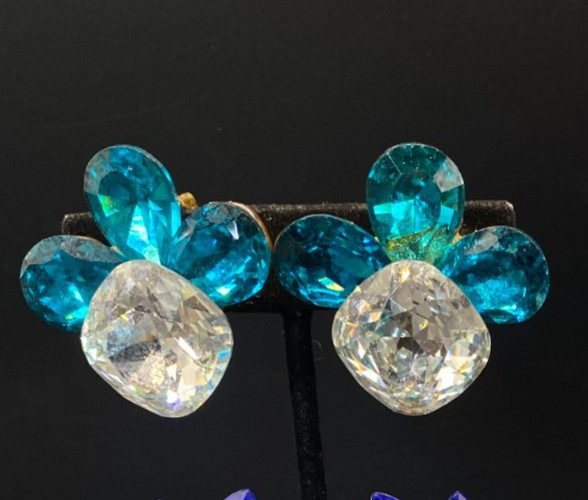 VTG Estate Sale *Nite Sparkles* rhinestone earrings, brooch lot of 5 pc