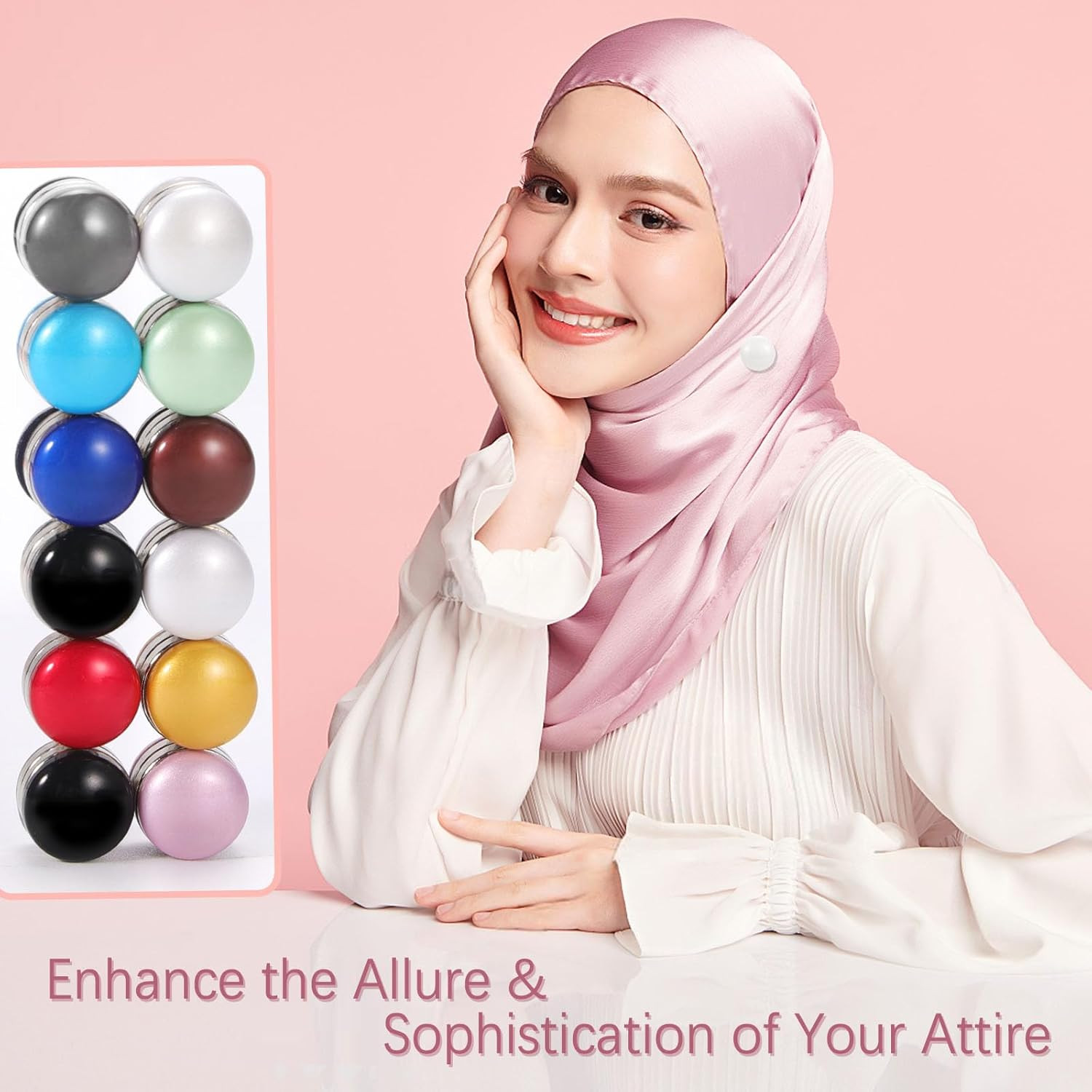 12 Pairs Hijab Magnets, Strong Hijab Pins for Women, Multi-Use Pinless Hijab Mag