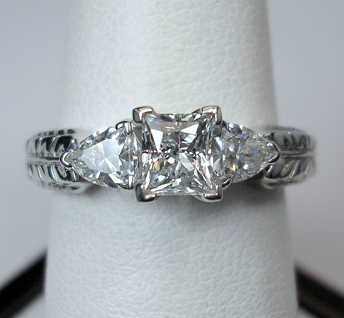 0.57 ct Princess Ct 1.01 ctw Natural Diamonds 14K White Wed Set Was $4,595 Video