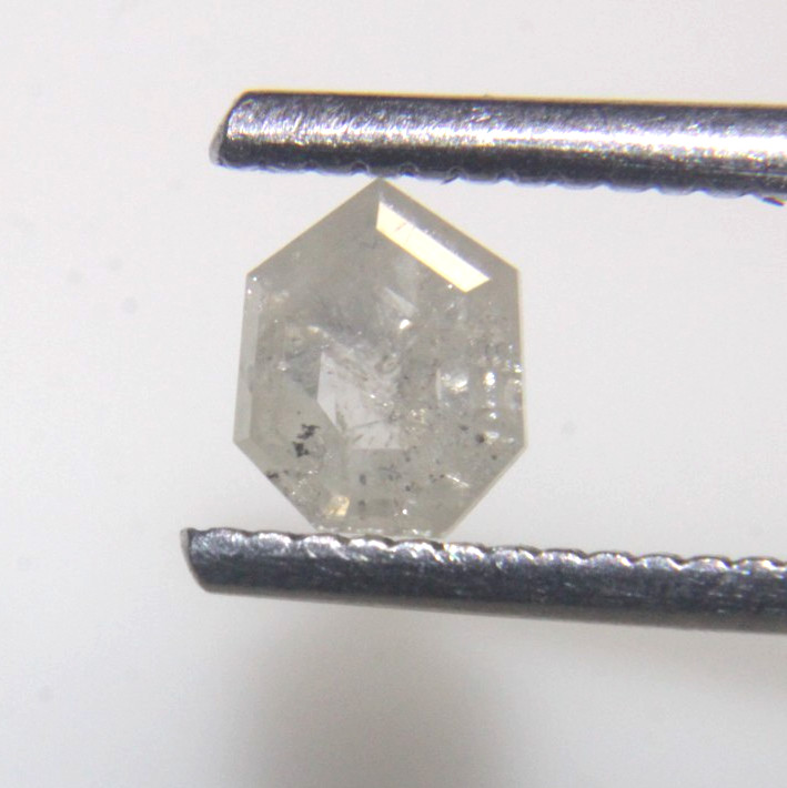 0.73 Ct Natural Geometric Shape Salt n Pepper Rose Cut Diamond 5.93×4.84×2.70 MM