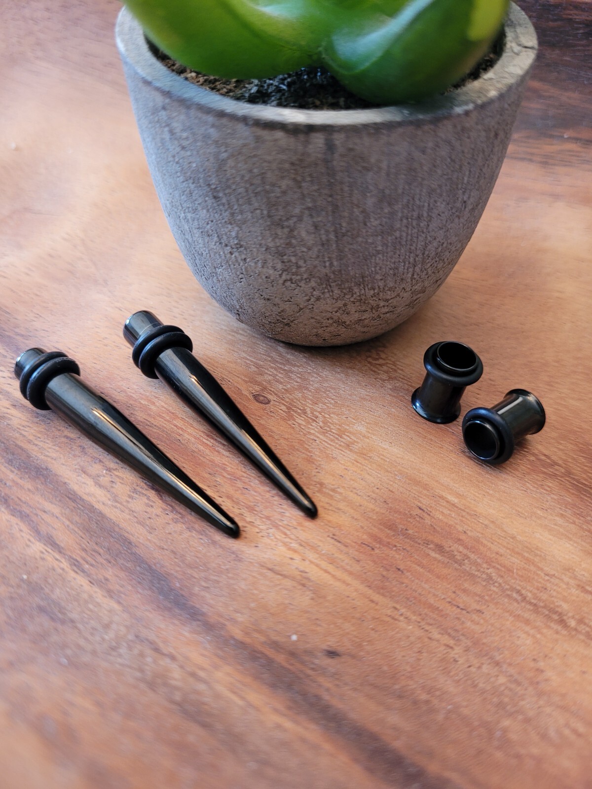 1g 7mm Black Steel Tunnels Titanium Tapers plugs ear gauges Stretching Kit
