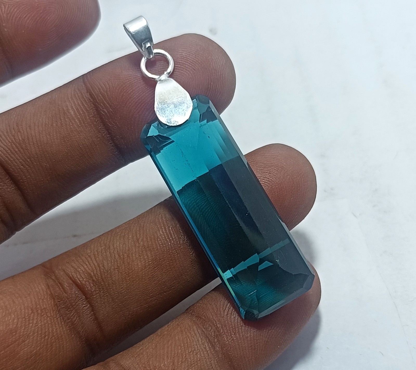 42.30 Ct London Blue Topaz Pendant -Sterling Silver Elegant Gift Gems Jewelry