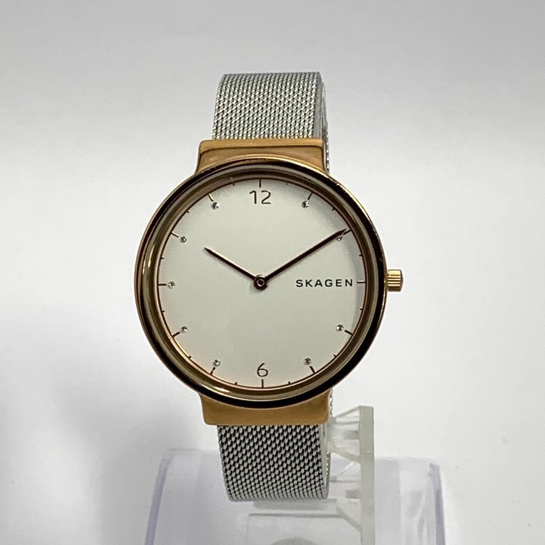 Skagen SKW2616 Quartz Womens Watch White Dial Gold Case New Battery Working
