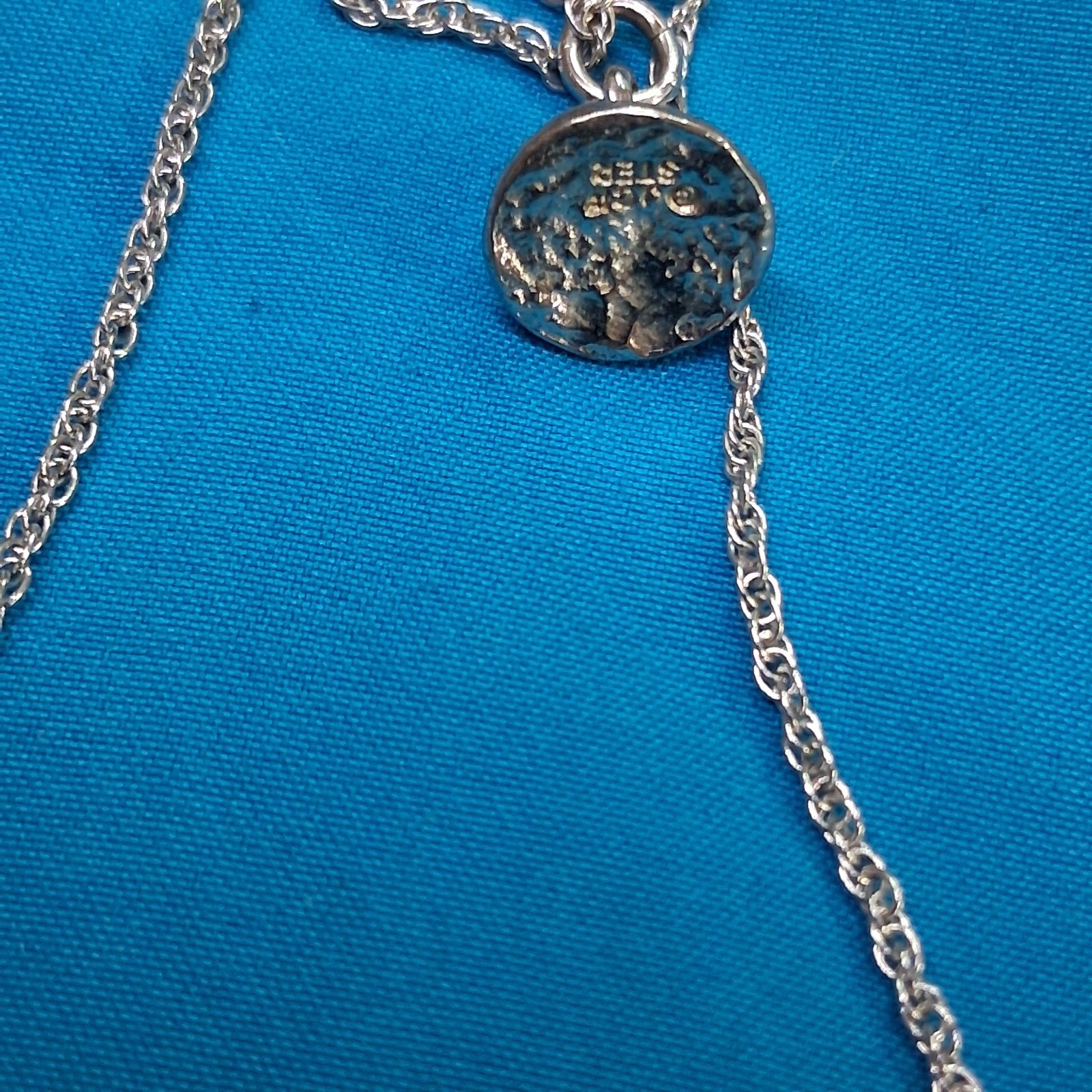 JCF STER Marked Polished Hershey Kiss Designed Pendant Double Chain Necklace