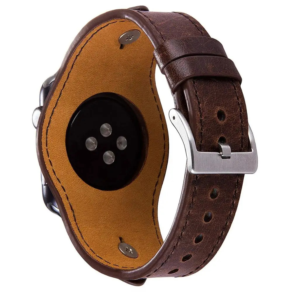 Cuff Leather Watch Band Bracelet for Smart watch iWatch Series Ultra 38-49mm