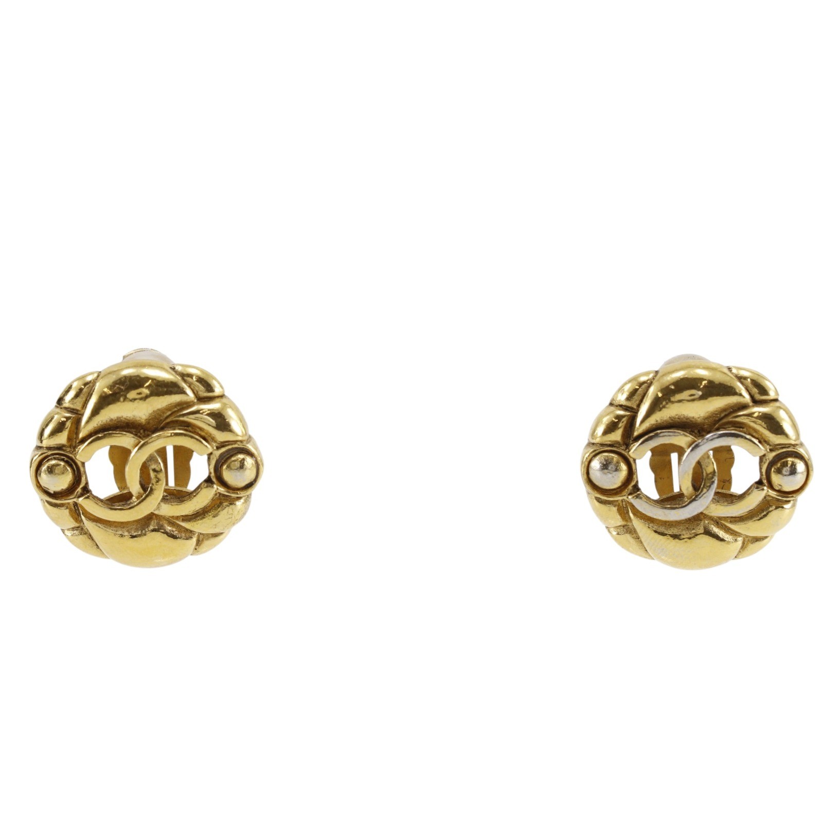 CHANEL COCO Mark Earring vintage Plated Gold 15.7g Women
