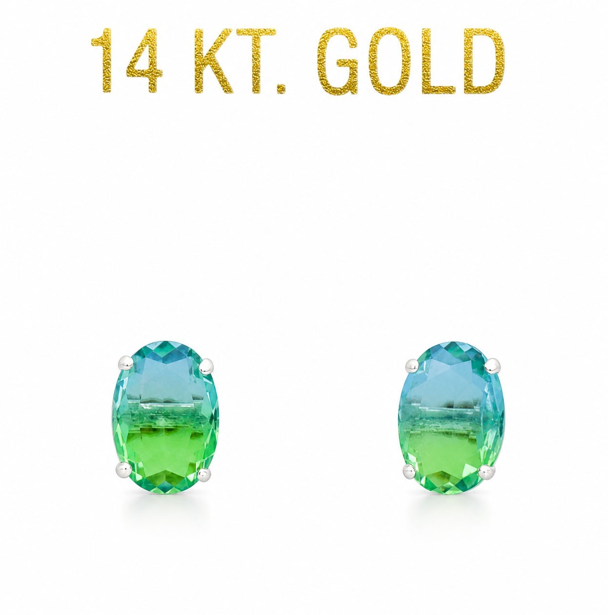 GENUINE 1.82 Cts GREEN FLUORITE STUD EARRINGS 14K GOLD – Free Appraisal Service