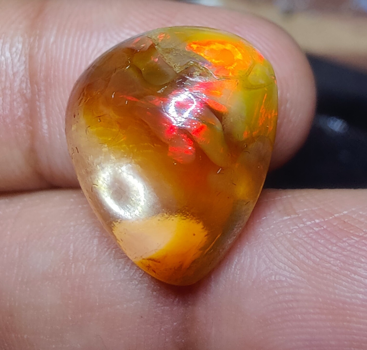 Honeycomb Opal, 13 Carat, Size- 18x16x9 mm, Ethiopian Opal Pear Cab, Jewellery.