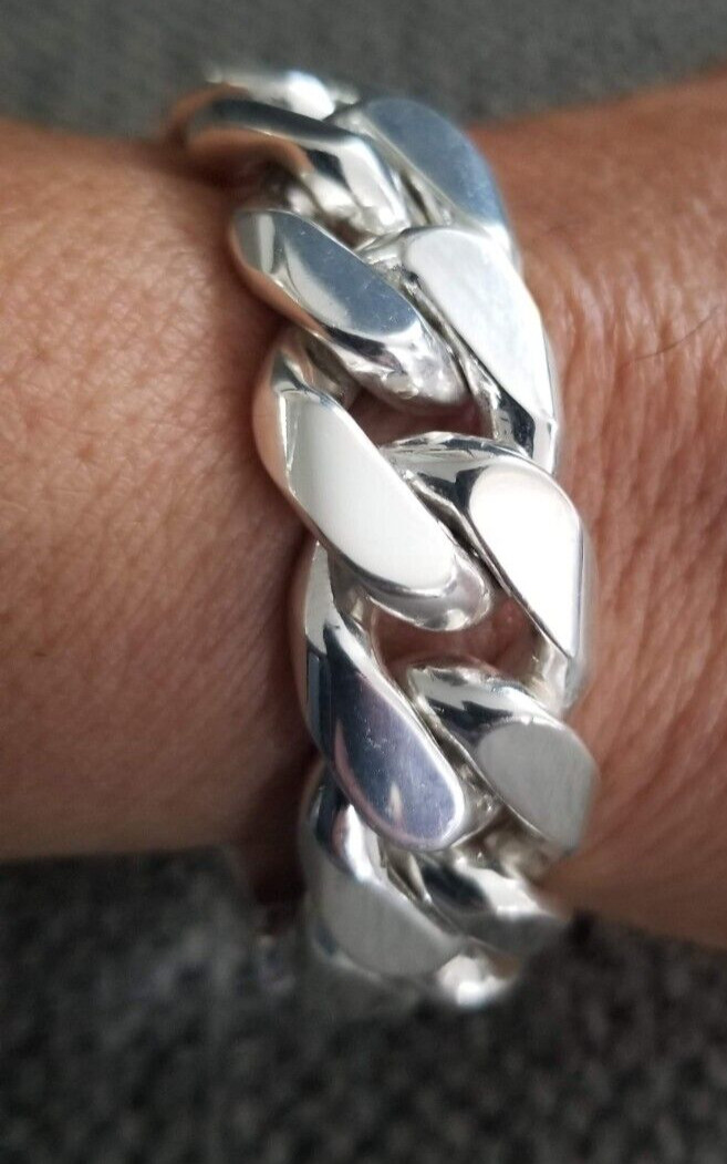 925 sterling silver bracelet / esclava de plata 925 cuban link 102.7g 8.5″ 15mm