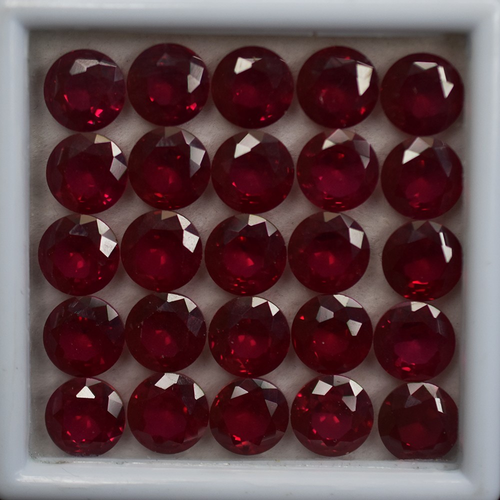 Certified Natural Blood Red Ruby Round Cut 12.00 Ct 5×5 mm Lot Burmese Gemstone