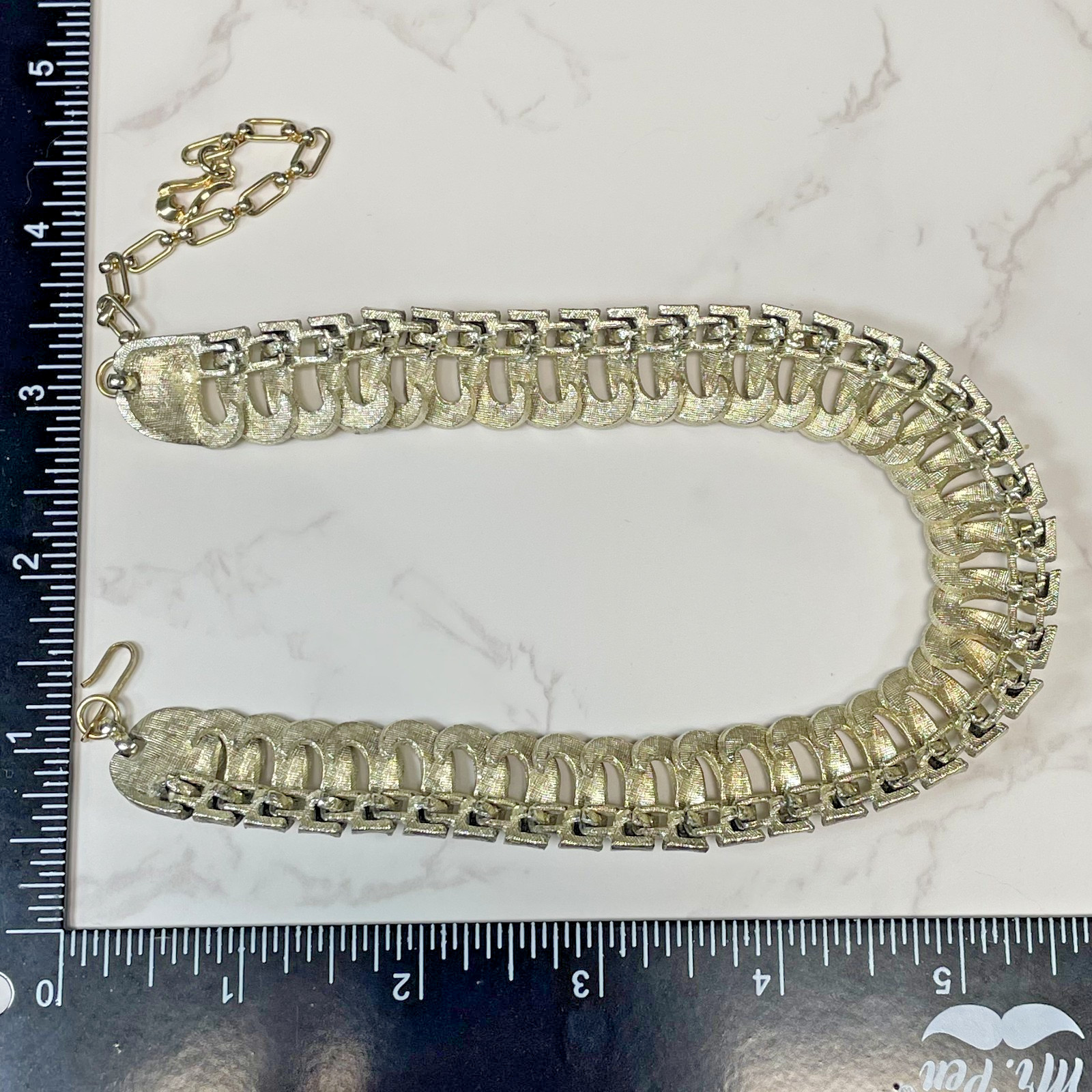 VTG STAR Signed Silver Tone MCM Crescent Link Collar Choker Statement Necklace
