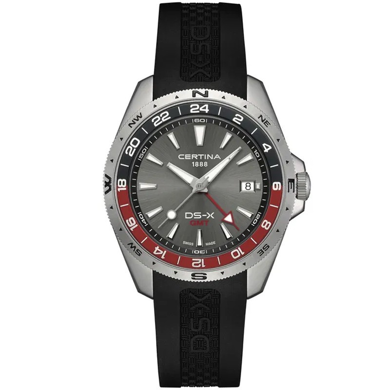 Certina DS-X GMT 41.2mm Grey Dial Rubber Men’s Watch C0474521708101