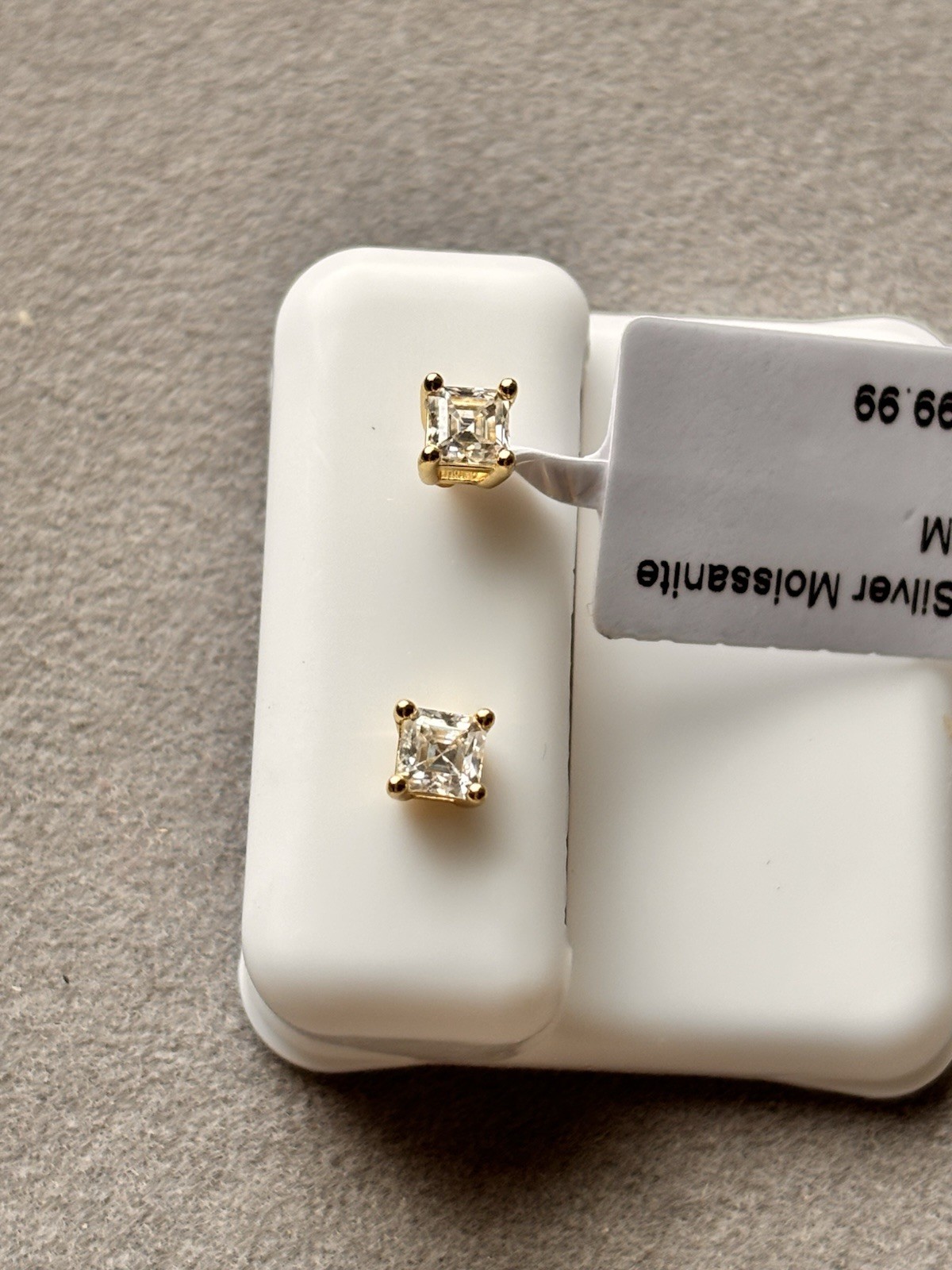 0.68CTW 925 Sterling Silver Asscher Cut Moissanite 4mm Stud/Push Back GRA