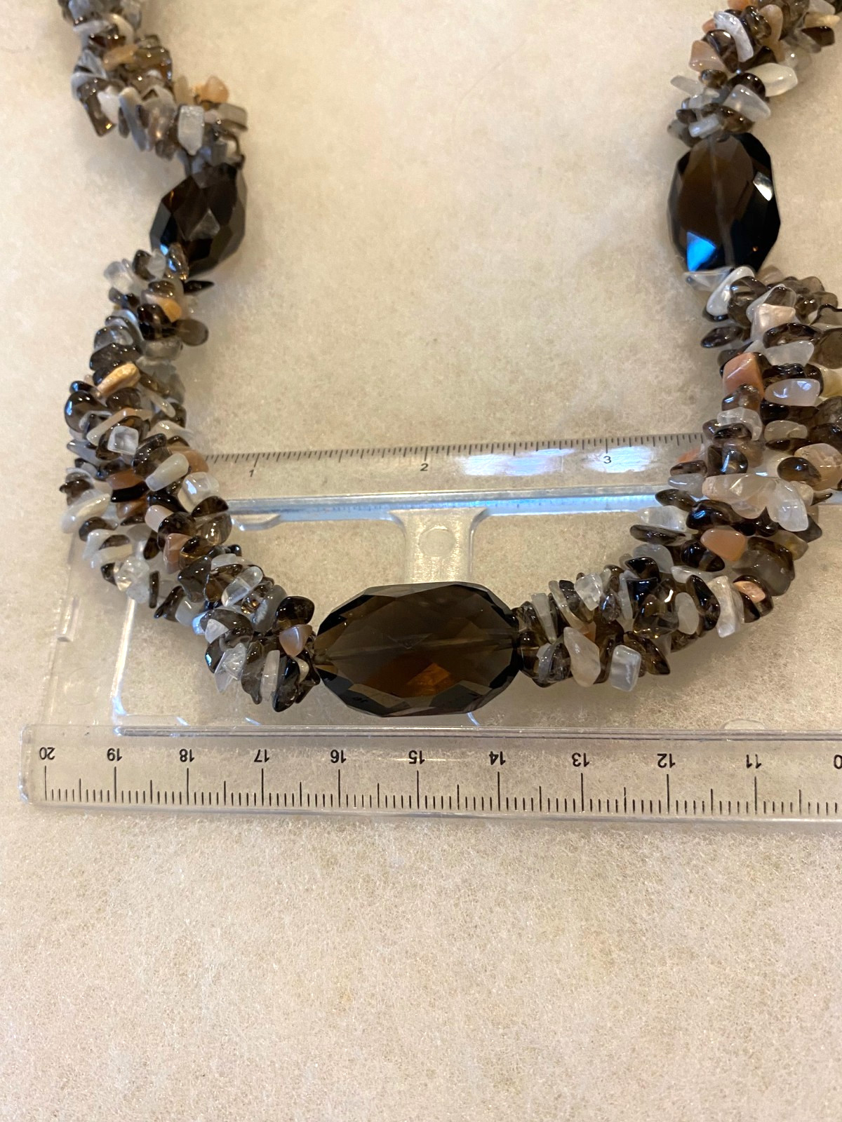 Sajen Faceted Smokey Quartz & Chip Necklace – 18 In. Long with 2 In. Extender