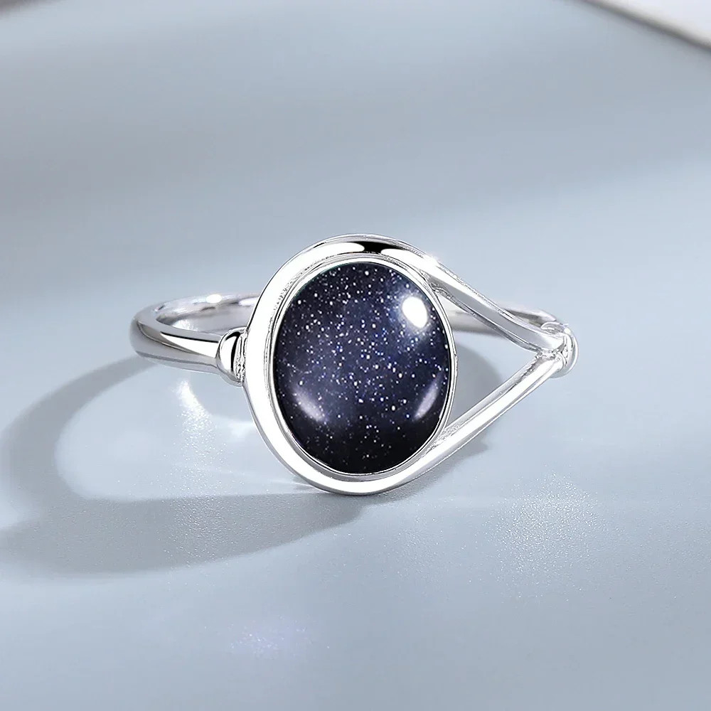 Moonstone Ring Sterling Silver Oval Tension Mount Vintage Wedding Women Jewelry