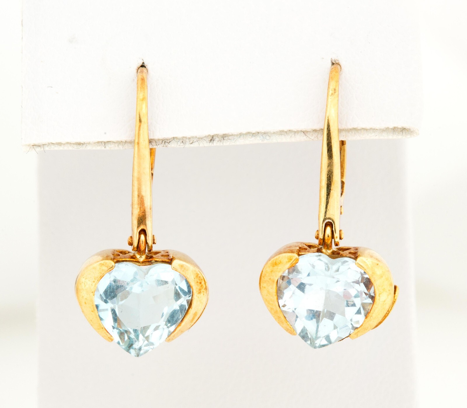 Le-Gi 18k blue topaz heart dangle earrings