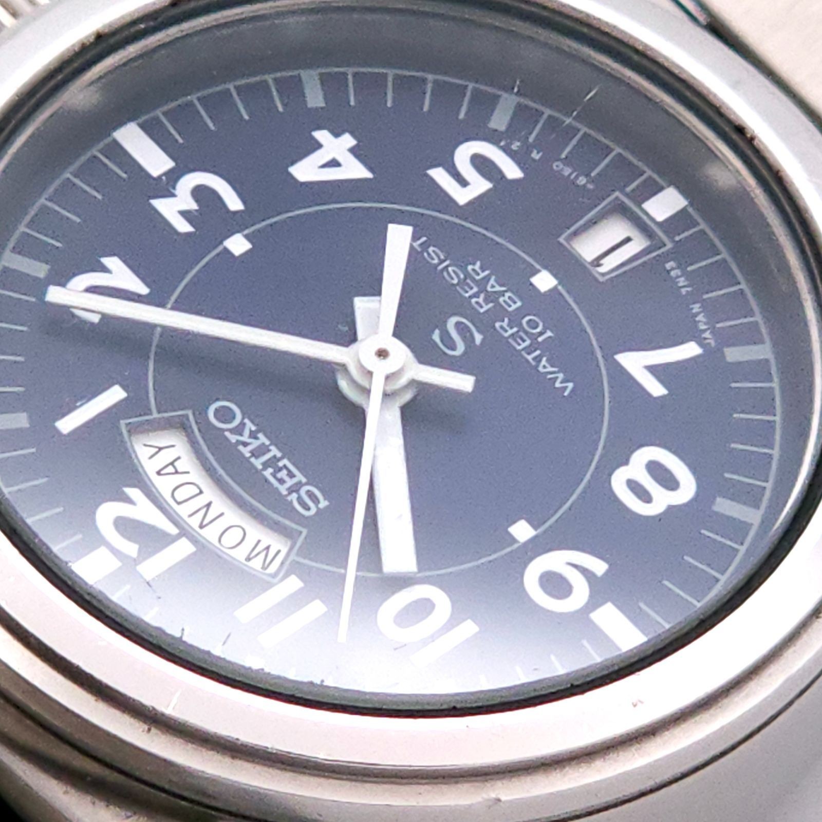 SEIKO Sus 7N33 6050 QZ Working Dark Blue From Japan