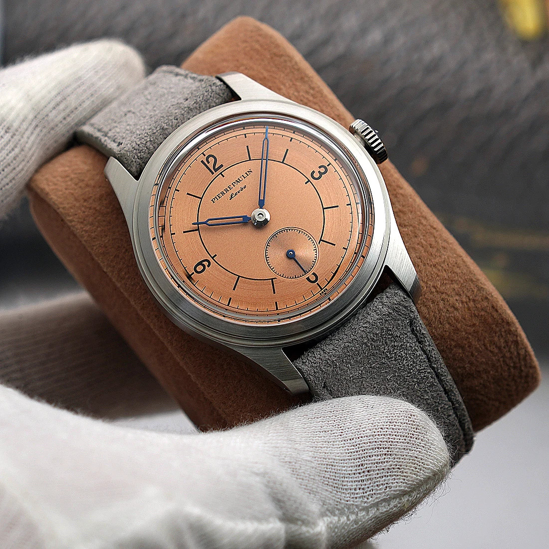 MERKUR Vintage Salmon Dial Watch 38mm Mechanical Hand Wind 50m Dive Watch