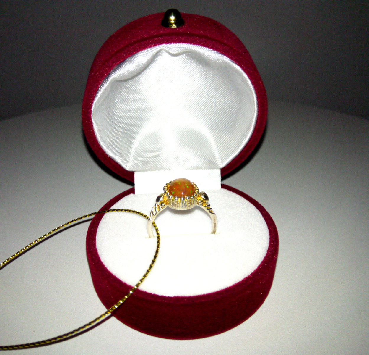 🔥🔥🔥Exclusive TOP FIRE OPAL Ring in Silver and Gold, Size 17.75 – UNIQUE