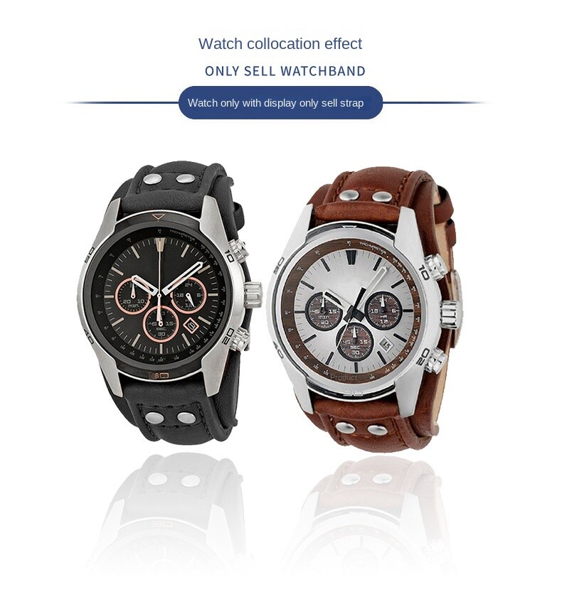 Premium Genuine Cowhide Leather Watch Straps mens Band Business for Fossil 22mm