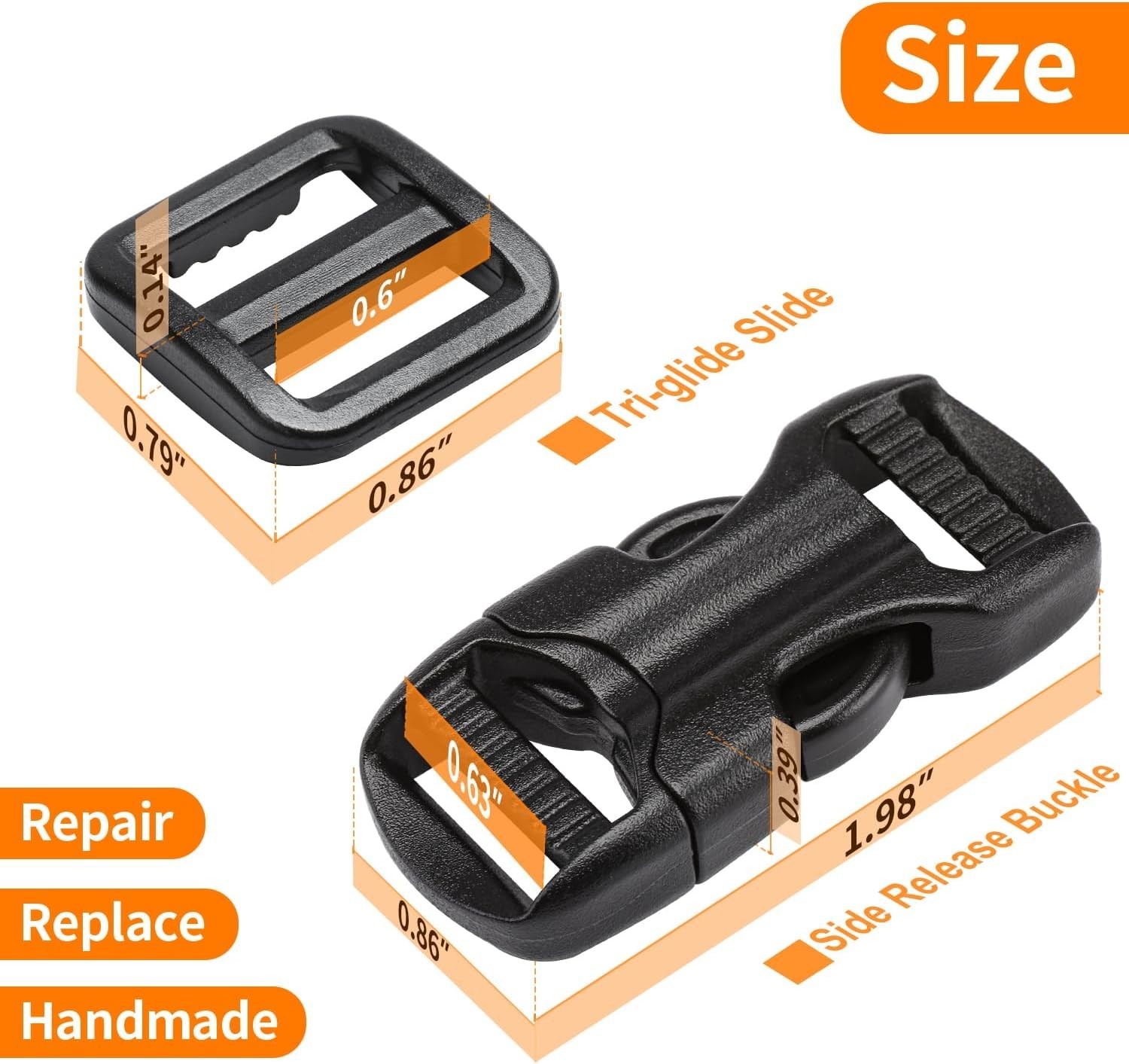 Complete 5/8″ Strap & Buckle Kit: 6 Yards Nylon, 6 Adjustable Buckles