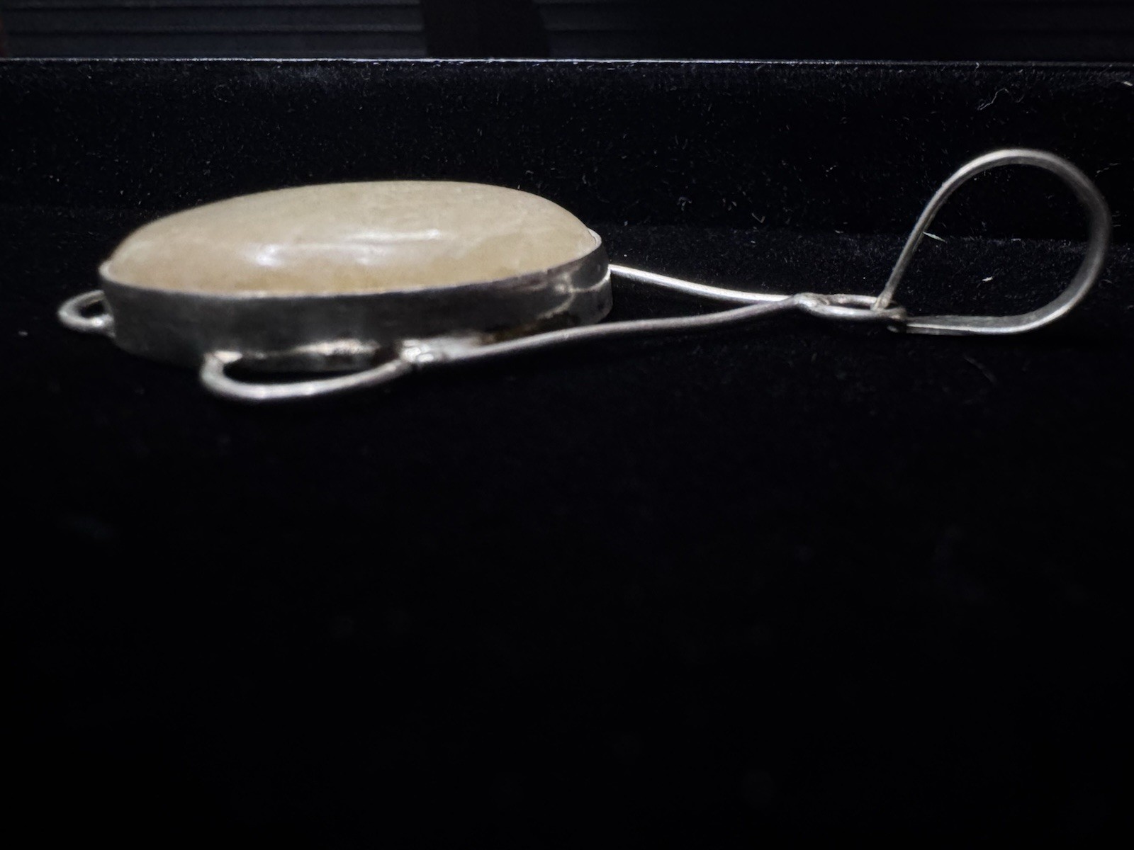 Vintage Sterling Silver 925 Yellow Calcite Oval Cabochon Artisan Pendant 10g